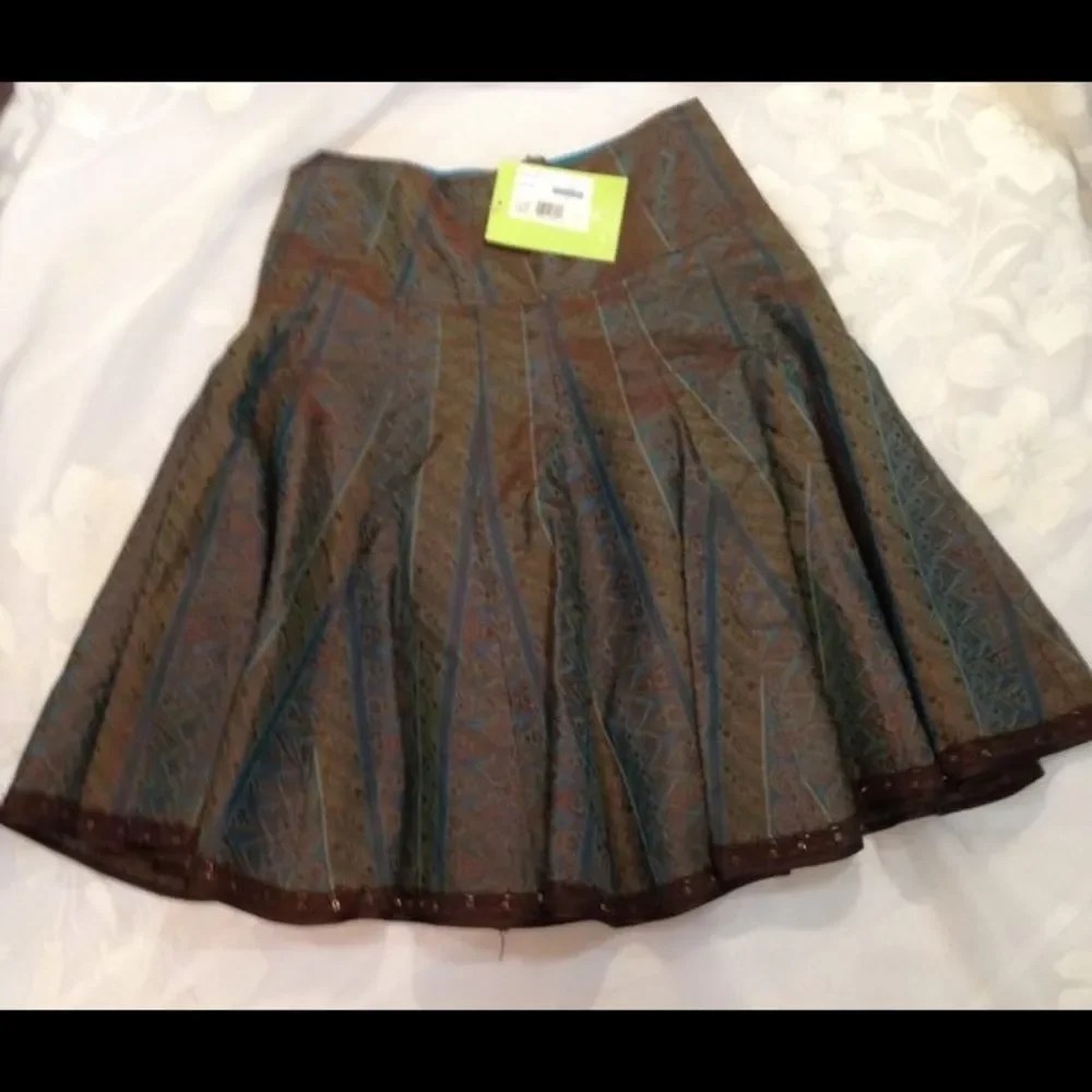 Gorgeous Citrine Brown And Turquoise Skirt